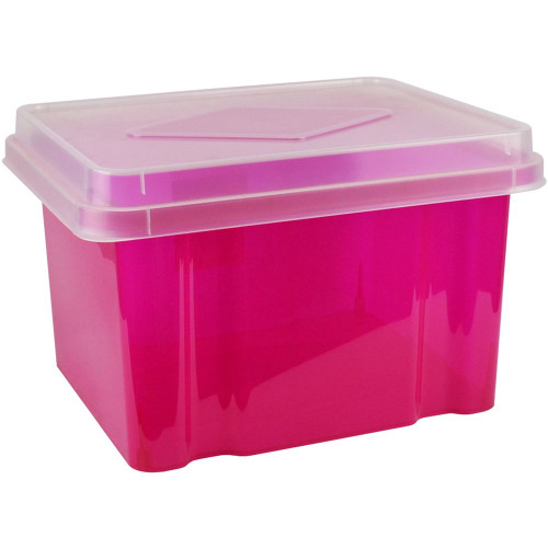 ITALPLAST STORAGE BOX 32 Litre Tinted PinkClr Lid I307 T/PK