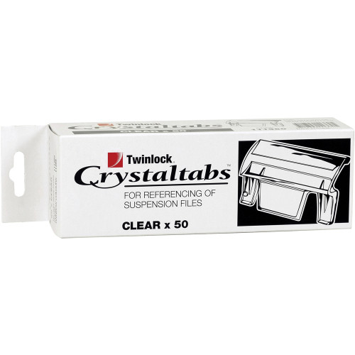CRYSTALFILE CRYSTALTABS Clear, Bx50
( black & white box )