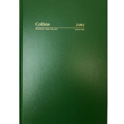 COLLINS FINANCIAL YEAR DIARY #28M4 A5 2 Days To Page 1Hr Appoint. Green (2024-2025)