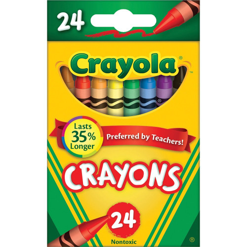 CRAYOLA CRAYONS REGULAR 24 Assorted Tuck Box 92x8mm 52 24HS