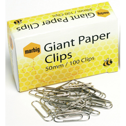 MARBIG PAPER CLIPS Giant 50mm, Box of 100