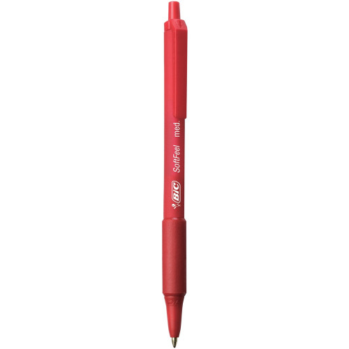 BIC SOFTFEEL RETRACTABLE MED RED PEN 91437
