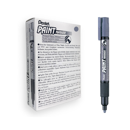 Pentel MMP20 Paint Marker Medium Bullet 3.0mm Grey, Box of 12