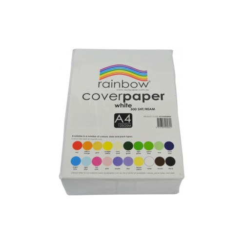 RAINBOW COVER PAPER 125GSM A4 WHITE 500 SHEETS
