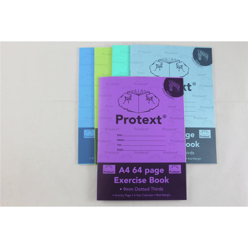 PROTEXT EXERCISE BOOK A4 64pgs 9mm Dotted Thirds - Zebra