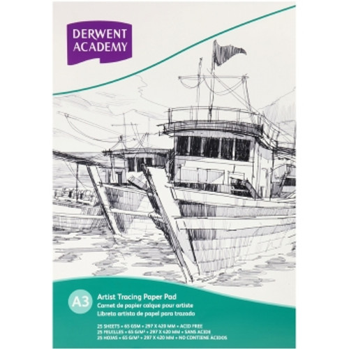 DERWENT ACADEMY TRACING PAPER PAD A3 65gsm 25 Sheets **