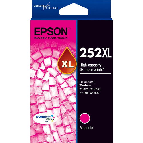 EPSON 252XL ORIGINAL MAGENTA HY 750PG Suits WorkForce 3620 / 3640 / 7610 / 7620