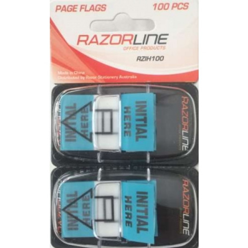 RAZORLINE RZIH100 PRINTED FLAGS Initial Here 25x43 Blue Pack of 2