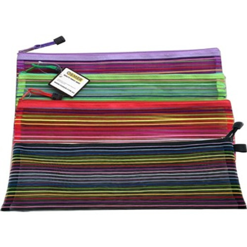 PENCIL CASE STRIPE MESH Assorted Colours (Each) **