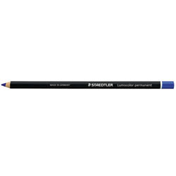 Staedtler 108 Glasochrom Pencil Lumocolour Permanent - Blue, Box of 12