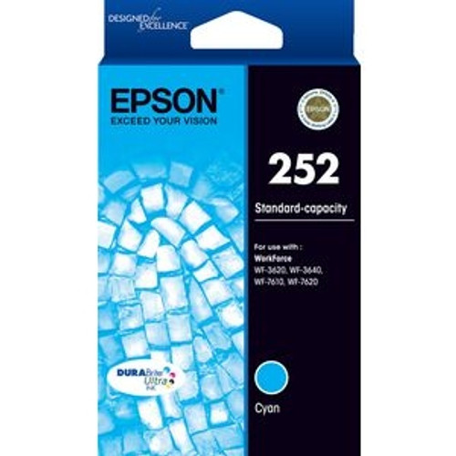 EPSON 252 ORIGINAL CYAN INK CARTRIDGE 250PG Suits WorkForce 3620 / 3640 / 7610 / 7621