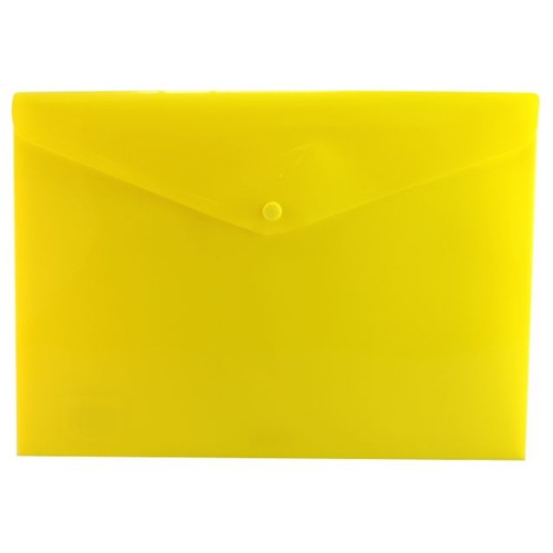 Osmer Plastic Document Wallet with Button Closure A4, Yellow
