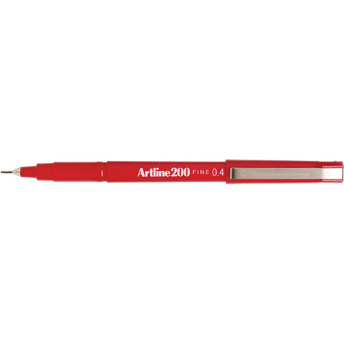 ARTLINE 200 FINELINE PENS 0.4mm Red Bx12
