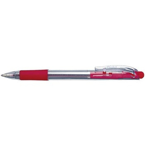 PENTEL BK420B BALLPOINT PEN RUBBER GRIP WOW Retractable 1.0mm Red (Box of 12)