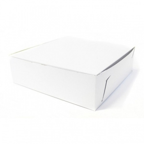 WHITE CAKE BOX 9" X 9" X 4" - 500um Pk100