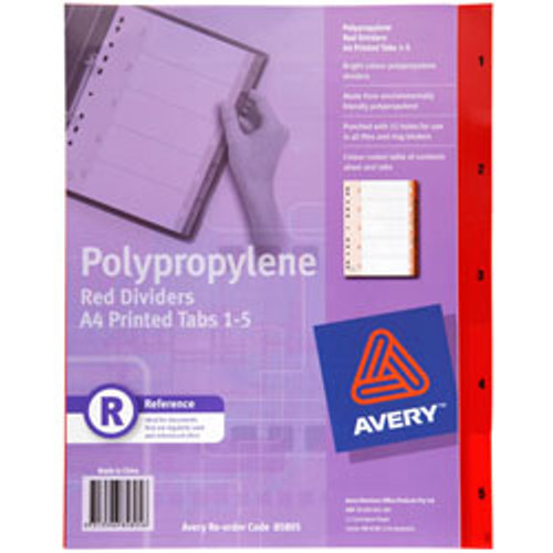 AVERY A4 BRIGHT POLYPROPYLENE DIVIDERS 1-12 A4 Green