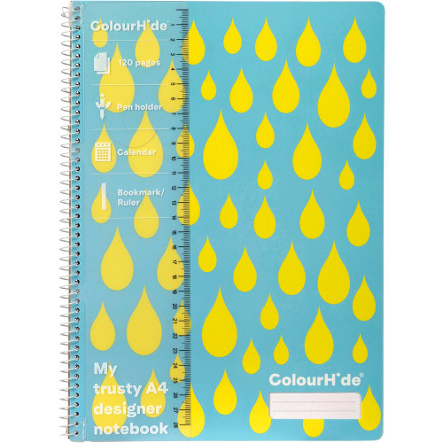 COLOURHIDE POLYPROP NOTEBOOKS A4 120Pg Yellow Chevron - Designer Series