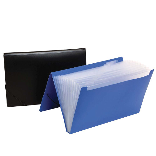 MARBIG F/CAP POLY EXPANDING FILE 12 Pocket Blue