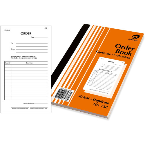 OLYMPIC CARBONLESS ORDER BOOKS 738 Dup 200x125mm 142793