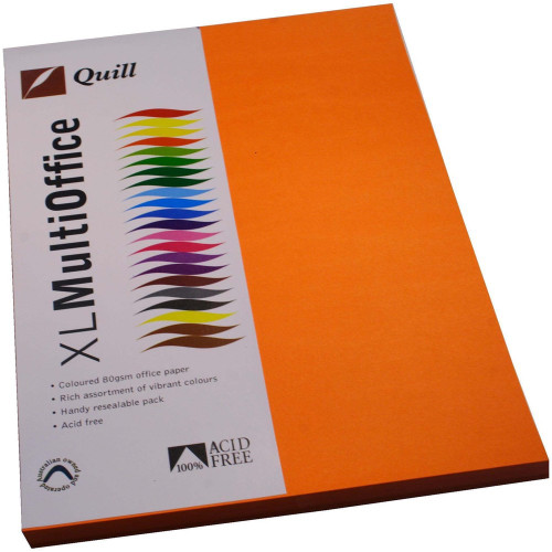 QUILL A4 XL MULTIOFFICE PAPER 80gsm Orange (Pack of 100)