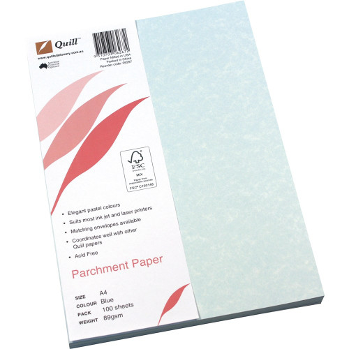 Quill Parchment Paper 90gsm A4 - Blue, Pack of 100 (06267)