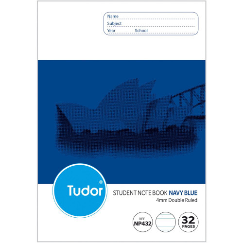 TUDOR NOTEBOOKS NSW PRIMARY 32Pg Port 4mm Dbl Ruled Navy 197740