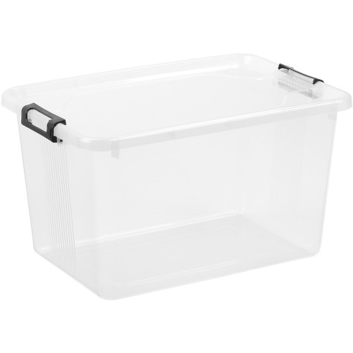 Henledar Storage C Box With Black Handle 27 Litre Clear