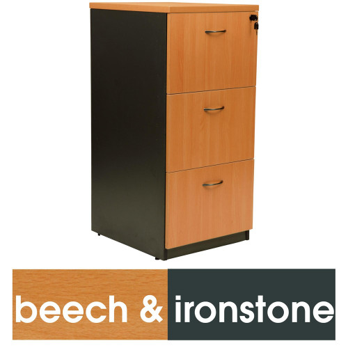LOGAN FILING CABINET 3 Drawer Beech & Ironstone