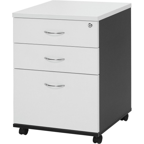 LOGAN MOBILE PEDESTAL 2Std&1F Drawer White & Ironstone