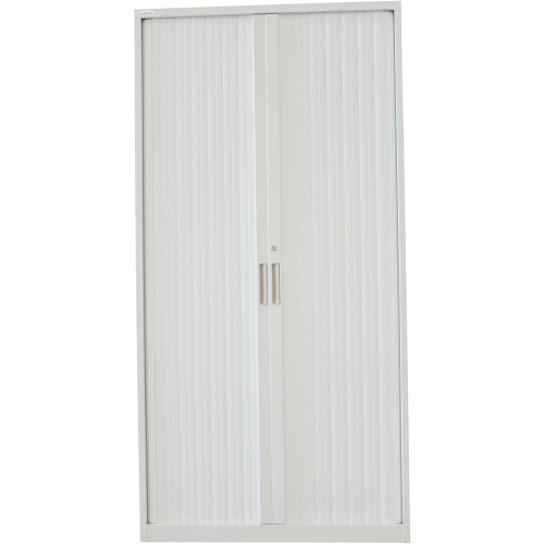 STEELCO TAMBOUR DOOR CUPBOARD 5 Shelf White Satin H2000xW900xD463mm