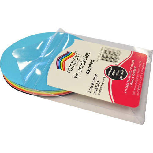 RAINBOW KINDER CIRCLES 80GSM Matt D/Sided 120mm Assorted BX100