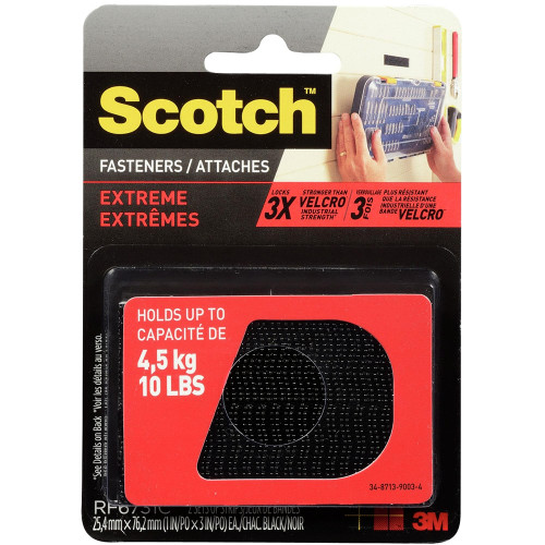 SCOTCH EXTREME FASTENER RF6731 25mmx7.6mm Black Pack of 2