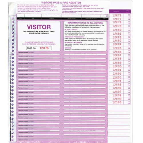 ZIONS CVSFR VISITORS REGISTER 250 Visitors Pass Slips