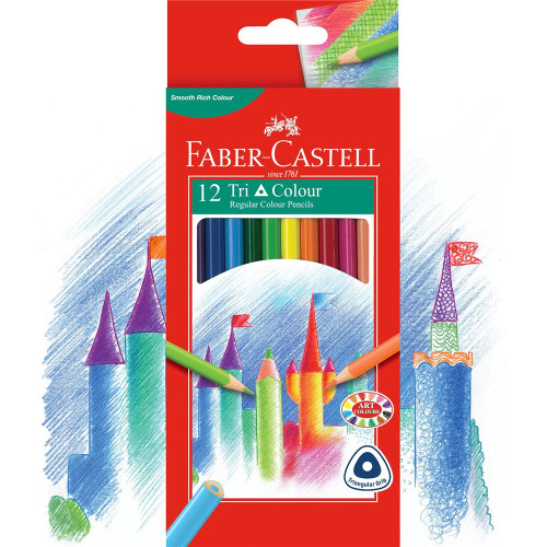 FABER-CASTELL TRI-GRIP PENCILS Coloured Assorted 12s