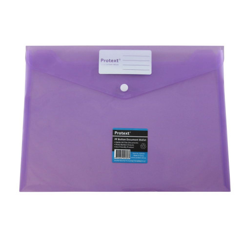 A4 PP DOCUMENT WALLET WITH BUTTON CLOSURE - PURPLE