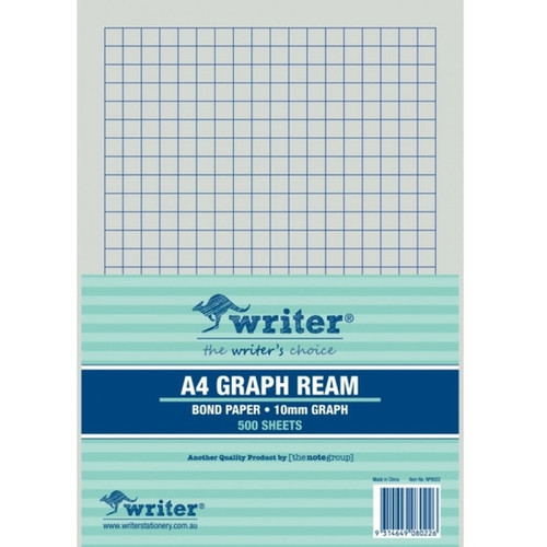 REAM A4 10MM GRAPH PAPER PORTRAIT 500 SHEETS RULED 1 SIDE