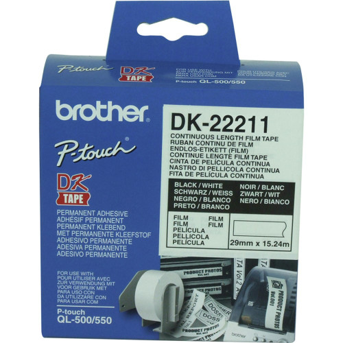 BROTHER DESKTOP LABEL PRINTER CONTINUOUS ROLLS White Film 29mmx15.24m