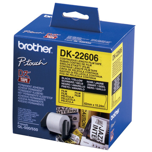 BROTHER DESKTOP LABEL PRINTER CONTINUOUS ROLLS Yellow Paper 62mmx15.24m