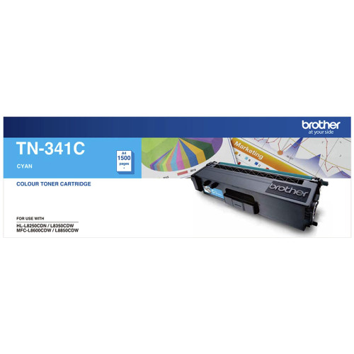 BROTHER TN-341C ORIGINAL CYAN TONER CARTRIDGE Suits HL L8250CDN / HL L8350CDW / MFC L8600CDW / MFC L8850CDW