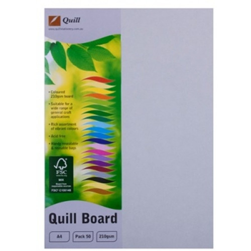 QUILL BOARD 210GSM A4 PACK 50 - GREY
