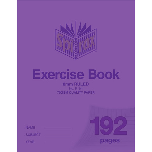 SPIRAX P194 EXERCISE BOOK 225x175 8MM 192PG 70gsm *** While Stocks Last ***