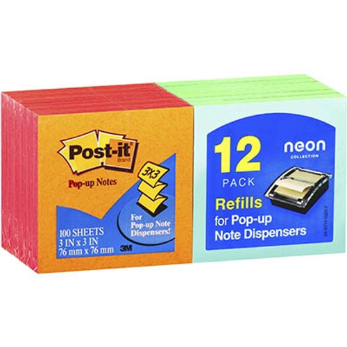 POST-IT R330-N-ALT POP-UP NOTES 76 X 76MM NEON PACK 12
