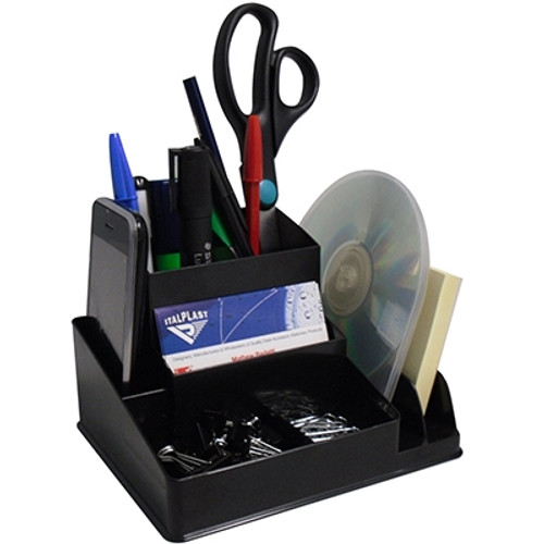 ITALPLAST Desk Organiser - Black, Each