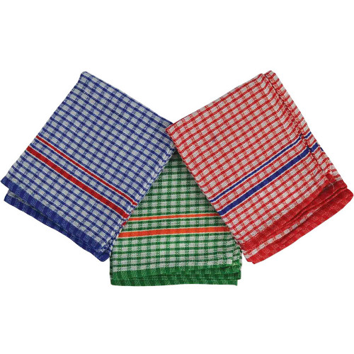 ITALPLAST Tea Towels - Blue/Green/Red, Pack of 3