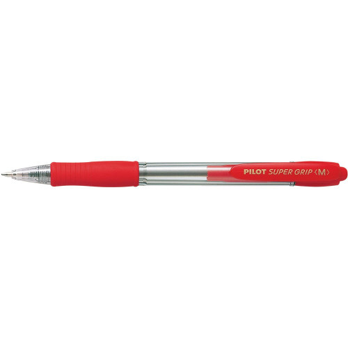 PILOT BPGP-10R SUPERGRIP RETRACTABLE BALLPOINT PEN Medium Red, Each