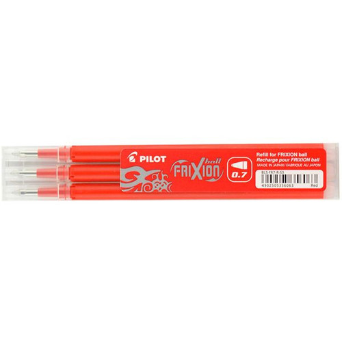 PEN REFILL PILOT FRIXION BALL 0.7MM RED PACK 3