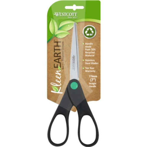 Westcott KleenEarth Scissors Straight Handle 178mm Black