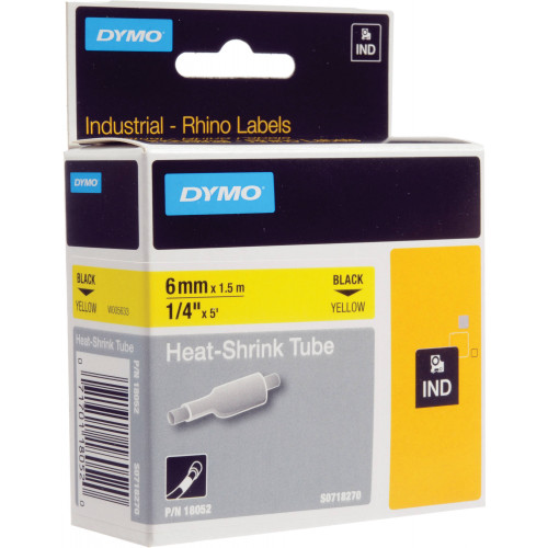 DYMO RHINO HEAT SHRINK TUBE 6MM X 1.5M YELLOW