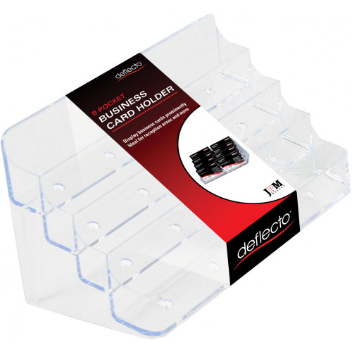 Deflecto Business Card Holder 4 Tier 8 Pocket Landscape Clear