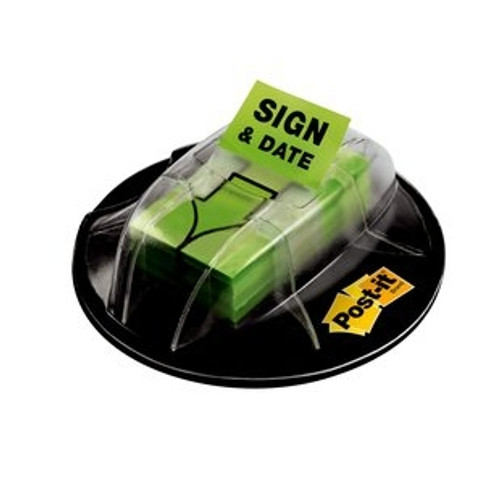 POST-IT FLAGS 680-HVSD Sign & Date Bright Green with Dispenser (Pack of 200)